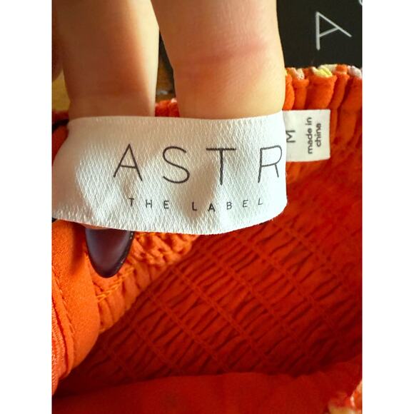 ASTR The Label NWT Elsie Orange Floral Smocked Midi Dress M Cottagecore Milkmaid - Picture 9 of 14